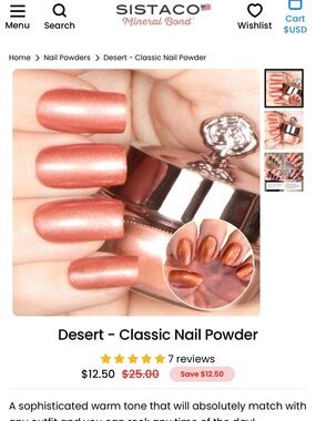 Sistaco Desert Classic Nail Powder - Warm Copper Pink Finish